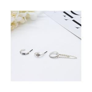 Silver Suit Diamond Cartilage Hoop Earrings Princess Cut Diamond Stud Earrings