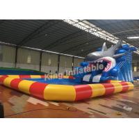 China Blue Shark Inflatable Water Parks Waterproof Inflatable Swimming Pool 8m X 6m on sale