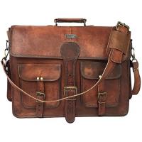 China 400g 14 Inch Vintage Handmade Leather Messenger Bag For Laptop Briefcase on sale