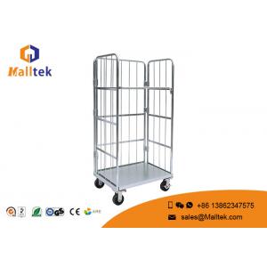 Warehouse Zinc Plated Logistics Trolley Foldable Wire Mesh Carry Trolley Cart