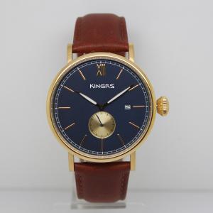 China Elegent Men's Wrist Watches,High Quality Stainless steel watch with Genuine Leather strap ,OEM Men Watch supplier