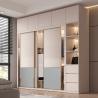 China Walnut Sliding Door Wardrobe With Drawers 200cm Wide Laminate wholesale