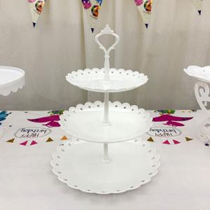 Plastic White 2 3 Tier Cupcake Stand Fruit Plate Cakes For Wedding