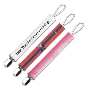 China Logotipo impreso personalizado cinta de poliéster en blanco clip para chupetes para bebés para subilitación clip para chupetes supplier