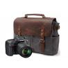 CL-900 Gray Classical Design Waxed Canvas and Leather Camera Bag