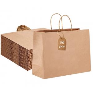 China Gravure Printing Flat Bottom Kraft Paper Bag for Merchandise Nature Clothes Shopping supplier