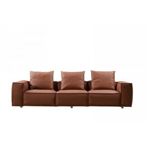 ODM Half Leather Half Fabric Corner Sofa 3 Seater I Shape Couch