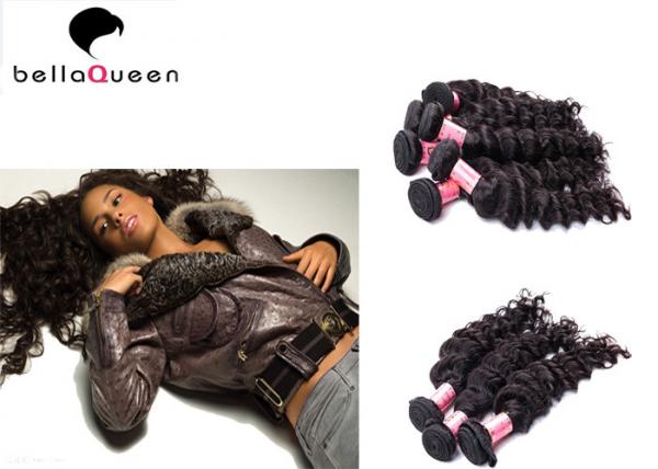 Free Shedding 6A Remy Hair Weave , Natural Black Deep Wave Hair Extension