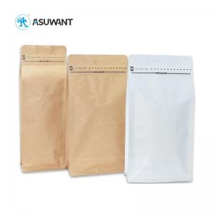 Foil Lined VMPET Flat Bottom Kraft Coffee Bags With Valve