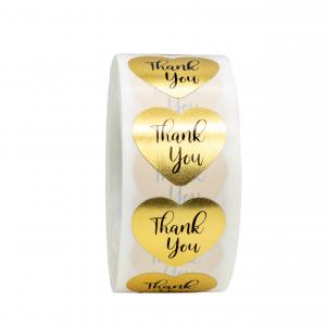 Eco Friendly Thank You Sticker Labels Gold Foil Round Adhesive