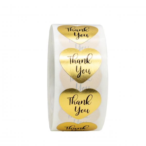 Eco Friendly Thank You Sticker Labels Gold Foil Round Adhesive