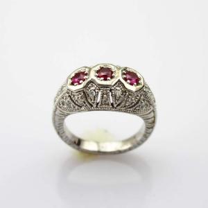 China White Gold Plated Sterling Silver Ring with Pink Cubic Zirconia(F58) supplier