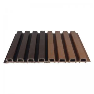 China Brown 25x227mm WPC Cladding Wall Panel For Hotel Park Wood Plastic Composite Siding Grille Plank supplier