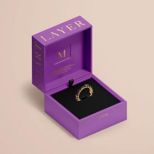 China Custom Logo High End Purple Jewellery Gift Wedding Rings Box supplier