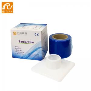 China Disposal Blue Dental Barrier Film Adhesive 4 X 6 X 1200 Sheets Protective Film Roll supplier