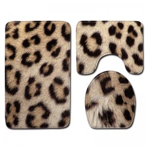 China Animal Leopard Patterned Three Piece Bathroom Mats Rugs OEM ODM supplier