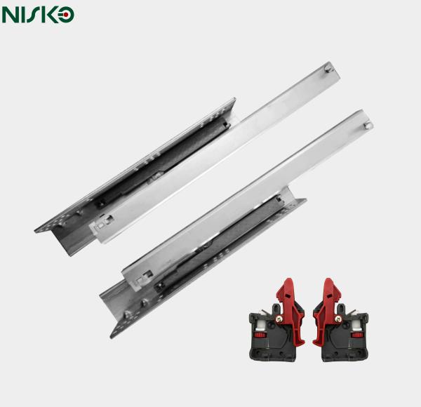 Full Extension Concealed Undermount Drawer Slides Telescopic Soft Closing