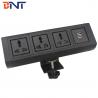 China Boente 2021 6.56 Ft Cord 3 Universal Power and 2 USB Black Office Portable Table Mount Power Station wholesale