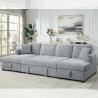 China U-Shaped Sectional Sleeper Sofa with Pull Out Bed and Storage Chaise, Gray Sherpa Fabric wholesale