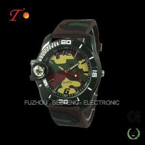 China Relógio militar do camo do compasso do silicone do verde do estilo para a promoção supplier