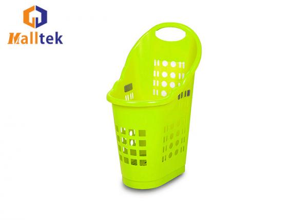 Yellow Big Size Trolley Basket Supermarket Hand Pull Plastic Grocery Basket