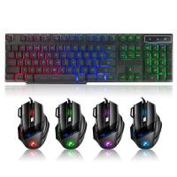 China Ergonomic Wired Gaming Keyboard And Mouse 104 Key Back Light Waterproof Keycap on sale