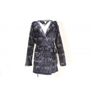 China Printed Womens Full Length Hooded Bathrobe Ladies Thick Fluffy Dressing Gown supplier