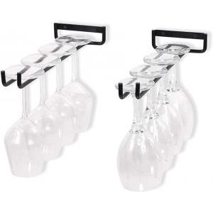 12 Inch Wine Glass Rack 2 Pack Iron Hanging Holder Cup Storage Hanger Wall Mounted for Kitchen Cabinet Bar