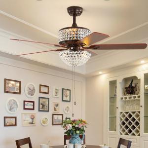 5 Blades 65W Dining Room Ceiling Fan Light Iron Blade Fan 52Inch