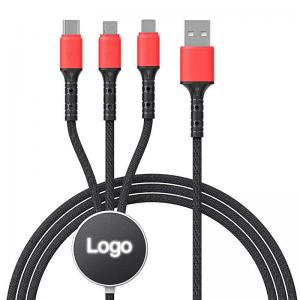 Fast Chargre OD 3mm Fabric Braided USB Cable 3 In 1 Promotional Gifts