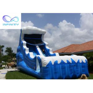 China Commercial 6.5 Meters High Blue Wavy Inflatable Water Slide For Outdoor Summer Fun supplier