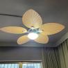 China 220V 熱帯レトロ装飾ファンシーファン天井 5 ABS ヤシの葉ブレード DC BLDC リモコン付きシーリングファン、ライト付き wholesale