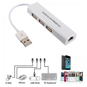 USB 2.0 LAN Ethernet Adapter with RJ45 3 USB Hub for TV Stick Streaming Device