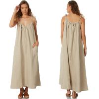 China Women 100% Linen Old Fashion Maxi Dress on sale