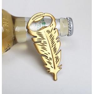 Cool Innovative wedding favor, fancy gift, die casting zinc alloy gold plating feather shape beer bottle opener