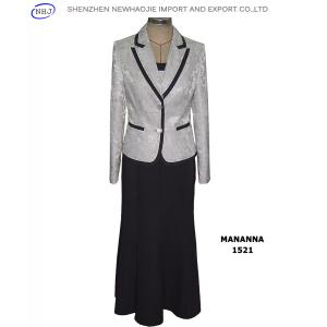 ladies frock suit with Silver-grey jacket and black skirt