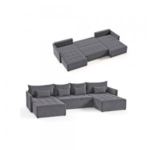 Factory 2023 Latest design Luxury 8 seater living room sofa Velvet fabric with storage convertible sofa bed
