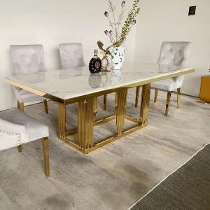 New Stainless Steel Marble Apartment Rectangular Dining Table