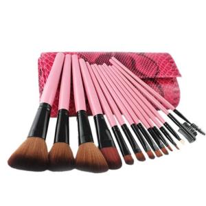 ODM Alumium Ferrul Professional Makeup Brush Sets With Pink Crocodile Case