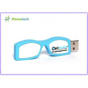 Cute Glasses Rubber Cartoon USB Flash Drive Blue 32GB Personalized