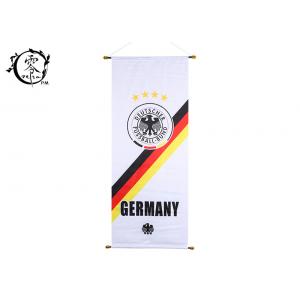 Germany Soccer Hanging Youth Football Flags Custom Color UV Fade Resistant Polyester With Hanger