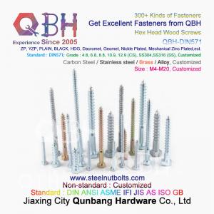 QBH DIN 571 YZP ZP WZP BZP Yellow White Blue Zinc Plated Carbon Steel Hex Wood Screws