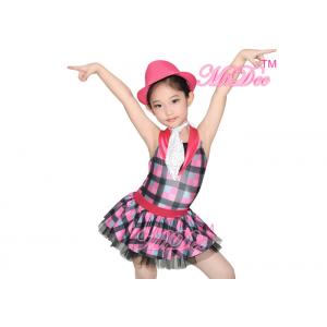 China CC2891 Tap & Jazz Dress Dance Costume Contrast Collar Checkered Skirt For Girls supplier