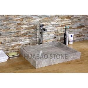 White Marble Bathroom Vanity With Vessel Sink Elegant Sleek Save Floor Space