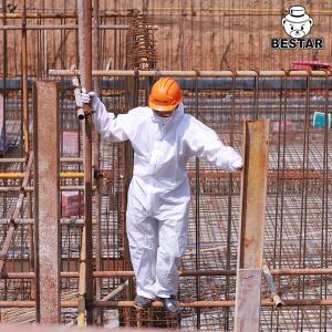 China Type 5B/6B White Microporous Film Disposable Protective Coverall For Construction supplier