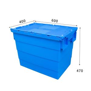 China Large Size Distribution Container With Hinged Lid Storage Bins Plastic Stackable Large Plastic Attached Lid Container wholesale