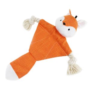 Dog Plush Toy Durable Cotton Orange Fox Soft Squeaky Fun Interactive Chew Toy