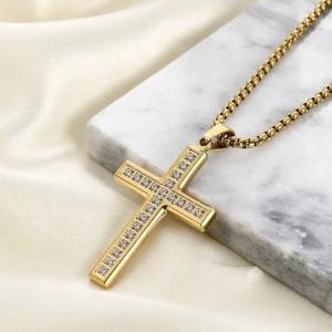 China Trendy Custom Stainless Steel Cross Necklaces Gold Plated For Women Men supplier