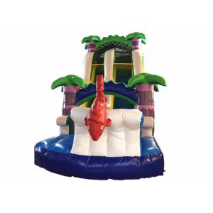 Hot sale inflatable whale palm trees single dry slide with arch commercial inflatable small dry slide