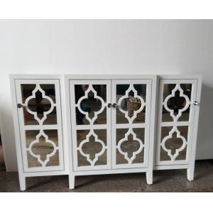 3 Doors 2 Shelves Storage Cabinet Trellis Overlay Side Table Side Board